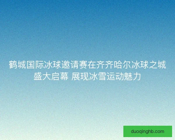 鹤城国际冰球邀请赛在齐齐哈尔冰球之城盛大启幕 展现冰雪运动魅力